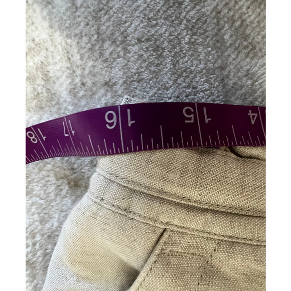 Cubavera Linen Blend Khaki Wide Leg Cropped Pants, Size L - Picture 4 of 6